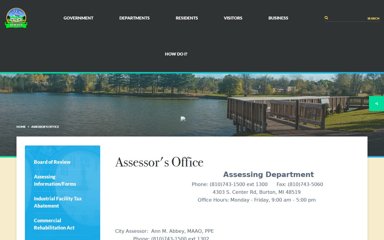 Burton residents directory Burton Assessor property information page