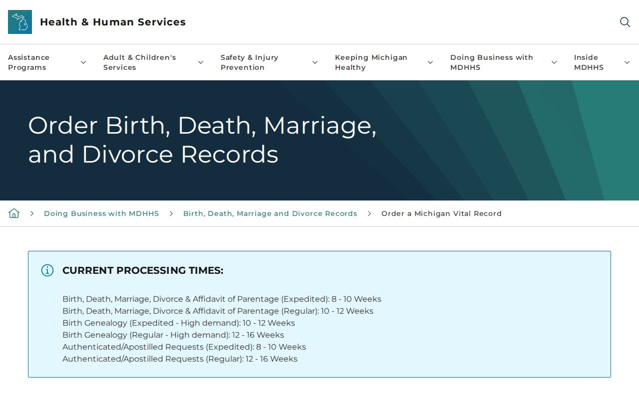 Burton resident lookup Michigan Vital Records ordering information